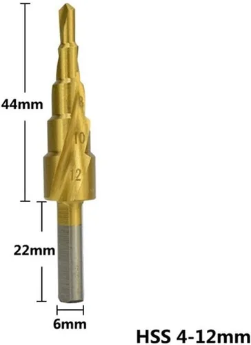 Miniatura 2 de Spiral Grooved Step Drill Bit Set HSS Titanium Hole Drilling Spiral Flute Cobalt Step Cone Drill,Carbide Step Drill Bit Woodworking Drill Bit HSS
