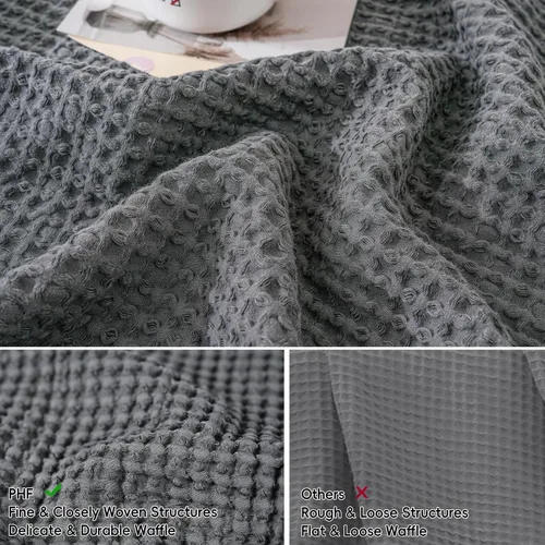 Miniatura 4 de PHF - Funda de almohada lumbar 100% de algodón, tejido de punto gofre, 12 x 20 pulgadas, sin relleno, paquete de 2 fundas de cojín rectangulares