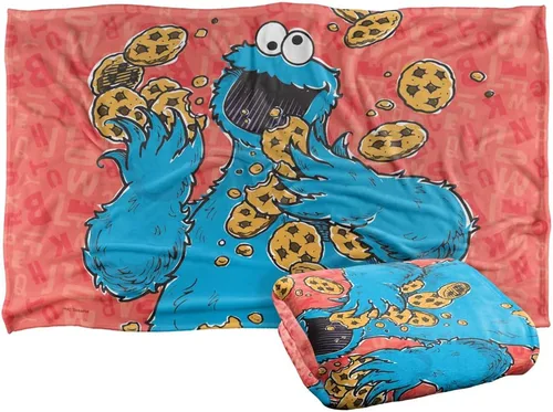 Manta de personaje de Monstruo de Galletas de Plaza Sésamo con licencia oficial, tacto sedoso, manta súper suave, 36 x 58 pulgadas