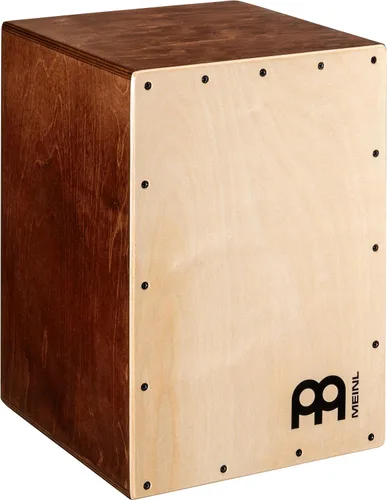 Cajón para música, compacto, de madera de abedul con lazos internos marrón claro/natural