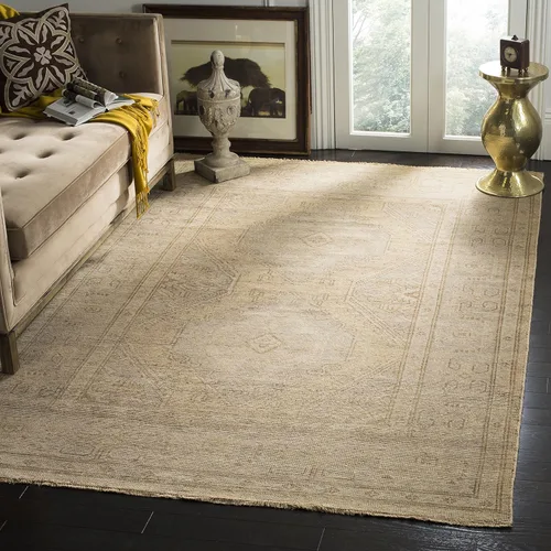 SAFAVIEH Izmir Collection IZM180A - Alfombra de área de 6 x 9 pies, dorada y gris, anudada a mano, lana tradicional de Nueva Zelanda, ideal para