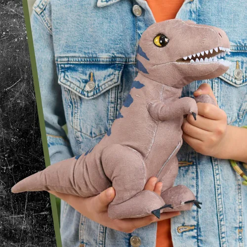 Miniatura 2 de JURASSIC WORLD Rebirth Roaring T. rex, juguete interactivo de dinosaurio de peluche de 10.5 pulgadas, niños y niñas de 3 años en adelante, juguetes