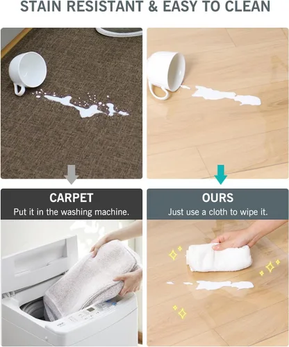 Miniatura 3 de Alfombra de área para suelos duros, alfombra de PVC transparente de 5 x 7 pies para el hogar, protector impermeable y duradero para comedor, cocina