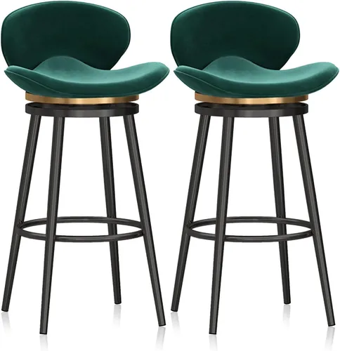 Miniatura 26 de Taburete de bar moderno con Patas de Metal Negro, giratorio de 360 grados, cómodo y tapizado, ideal para el hogar, bar, cocina, isla, comedor o Pub