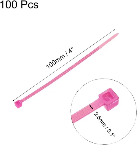 Miniatura 2 de uxcell Bridas para cables de nailon con cierre automático de 4 pulgadas, color rosa, 100 unidades Rosado