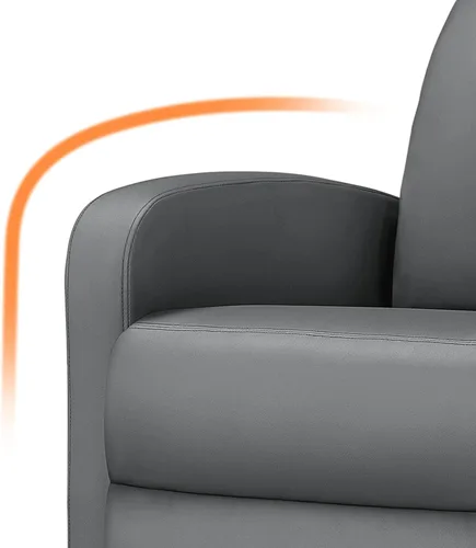 Miniatura 9 de Yaheetech Asiento de cine en casa, silla reclinable de piel sintética, moderna para sala de estar, sofá reclinable con bolsillo, color gris primavera