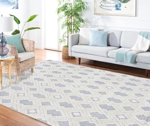 Miniatura 3 de MARTHA STEWART x SAFAVIEH MSR0728A - Alfombra de 8 x 10 pies, color blanco/gris claro, no desprende pelusa, para sala de estar, comedor y dormitorio