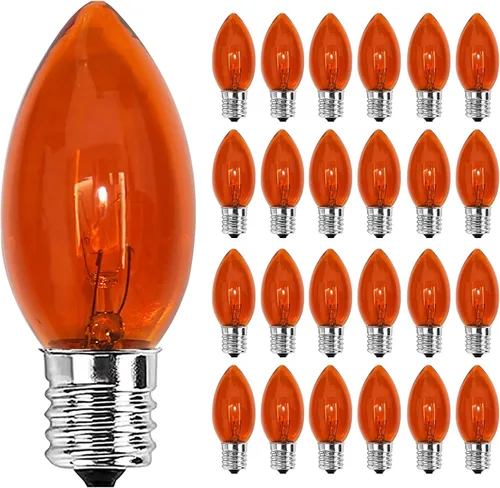 Miniatura 8 de Paquete de 25 bombillas rojas de Navidad de repuesto, bombilla de luz roja de Navidad C9 de cerámica para luces de cadena de fiesta