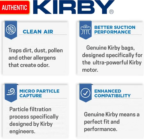 Miniatura 5 de Kirby Micron Magic - Bolsas de filtro HEPA (2 unidades) Parte #205811 OEM original de Kirby Compatible con Avalir, Sentria, serie G Estilo F