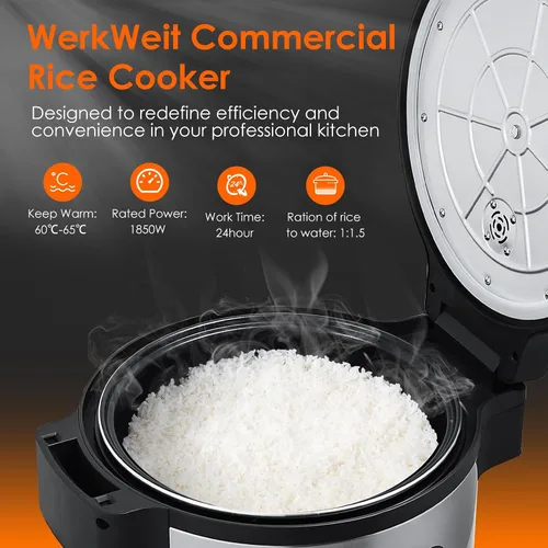 Miniatura 3 de Arrocera comercial 13L olla de arroz grande 50 tazas (cocidas)/25 tazas (sin cocinar), olla arrocera de 1850 W para restaurante, comedor, fiesta
