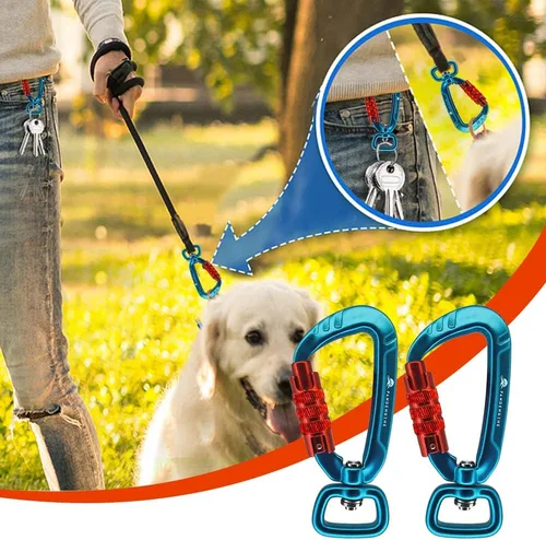 Miniatura 5 de Mosquetón con bloqueo automático de 2.5 pulgadas, 4.5KN 1011 libras con cierre giratorio para correa de perro, llavero, mochila