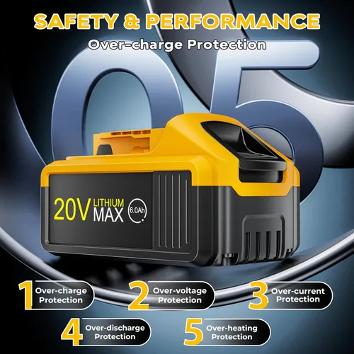Miniatura 3 de Paquete de 2 baterías de iones de litio de 6.0Ah 20V Max para Dewalt – Reemplazo para baterías Dewalt Dewalt DCB201, DCB200, DCB205, DCB206, DCB207