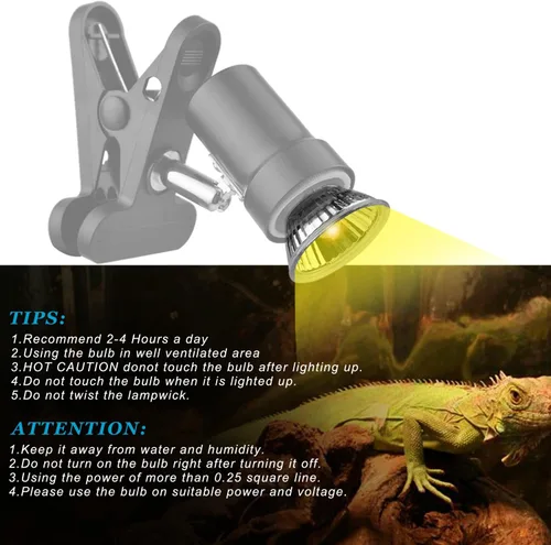 Miniatura 4 de DOMICA Lámpara de Calor para Reptiles Regulable con Temporizador + Bombilla de Luz UVA UVB de 50W, Foco de Calentamiento para Tortugas, Lámpara