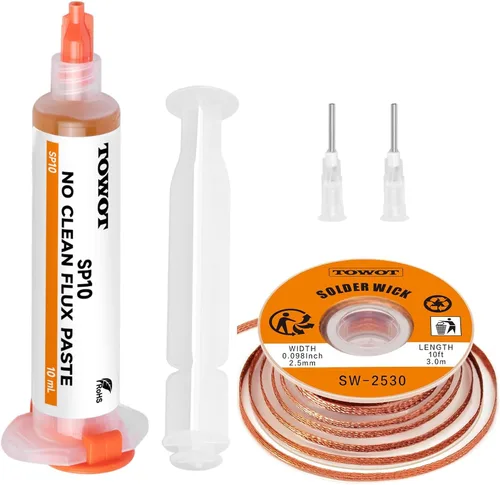 Miniatura 15 de Kit de soldadura TOWOT, soldador electrónico de 60 W con temperatura ajustable, bomba desoldadora, alambre de estaño, mecha de soldadura, pinzas