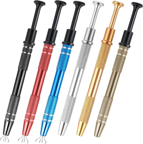 Herramienta de recogida de 4 garras de acero inoxidable, 6 unidades, 6 colores, 4 puntas, agarrador de chip IC, agarrador de metal para piezas