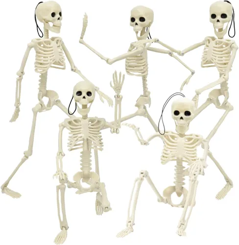 CAMIRUS Paquete de 5 decoraciones de esqueleto de Halloween, mini esqueletos de cuerpo completo de 16 pulgadas con articulaciones articulables para