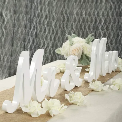 Miniatura 26 de Mr and Mrs Signs - Decoración de mesa de boda, letras independientes de madera para accesorios de fotos, decoración rústica, regalo de fiesta