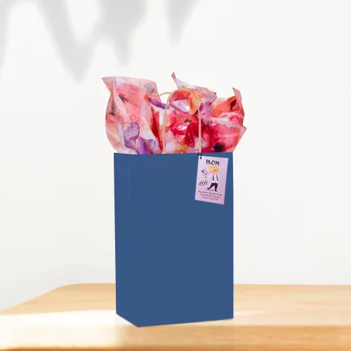 Miniatura 7 de bagmad Paquete de 50 Bolsas de Papel de Regalo Pequeñas Azules de 5.25 x 3.25 x 8 pulgadas con Asas a Granel, Bolsas Kraft, Bolsas de Manualidades