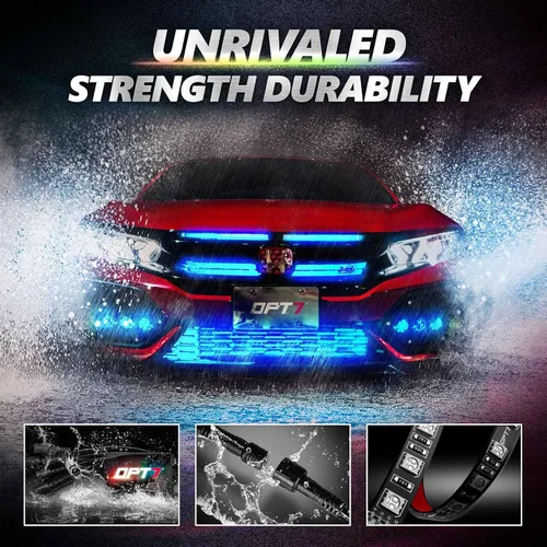 Miniatura 8 de OPT7 Aura PRO - Kit de iluminación LED Bluetooth de 4 piezas para rejilla Tiras multicolor de 12 pulgadas con SoundSync - Valencia de parrilla