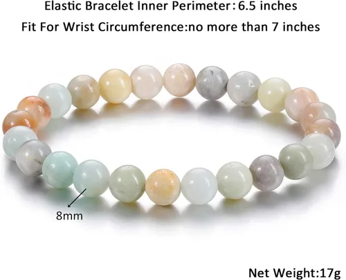Miniatura 3 de Jovivi Pulsera elástica de cuentas redondas semipreciosas naturales – 0.315 pulgadas hecha a mano con cuentas de piedras preciosas curativas
