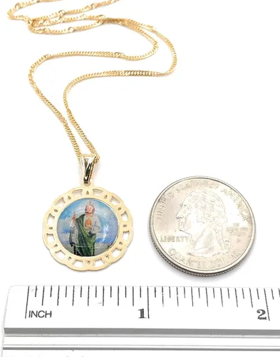 Miniatura 5 de SIFRIMANIA Medalla Religiosa Católica Chapada en Oro con Cadena Espiral para Niños y Mujeres
