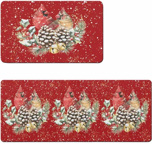 Tapete de baño con diseño de pájaros de Navidad, antideslizante, de secado rápido y absorbente, tierra de diatomeas, para fregadero de cocina,