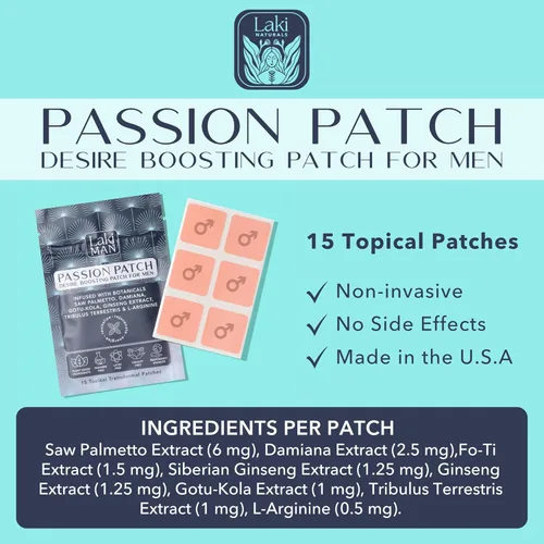 Miniatura 6 de Laki Naturals Parche de Pasión para Hombres (Paquete de 15) – Apoya la circulación, la vitalidad, el vigor y la energía con ingredientes naturales