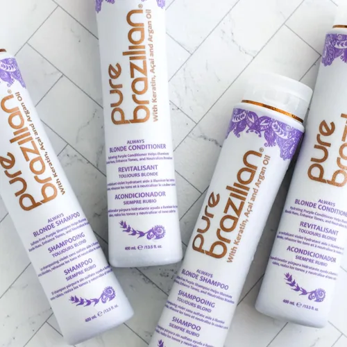 Miniatura 6 de Pure Brazilian Always Blonde Champú con queratina, Acai y aceite de argán, champú morado para cabello teñido sin sulfatos, 13.5 onzas líquidas
