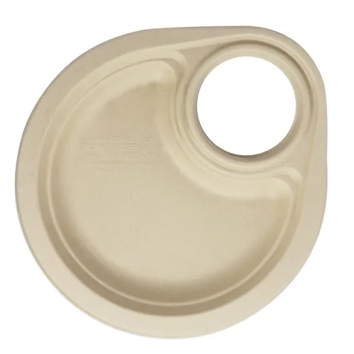 Miniatura 5 de World Centric PL-SC-7WN - Plato de fiesta de fibra vegetal sin blanquear 100% compostable con soporte para copas de vino, 7 pulgadas