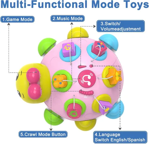 Miniatura 3 de Holaxander - Juguetes musicales de bebé con mariquita que gatea, juguete para bebé de 6-12 meses con música iluminada, juguete educativo temprano