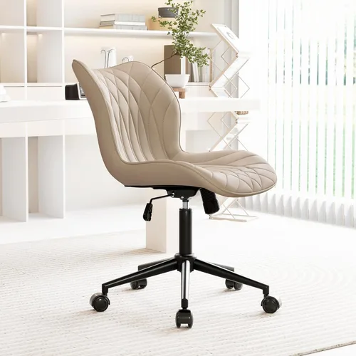 Miniatura 5 de YOUNUOKE Silla de escritorio sin brazos, cómoda silla de oficina con ruedas, silla ergonómica para el hogar, sillas ajustables para computadora