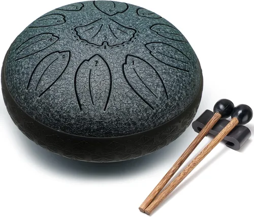 Miniatura 12 de Lronbird Tambor de lengua de acero, instrumento de percusión de 11 notas de 6 pulgadas para educación musical, meditación, relajación, calmante