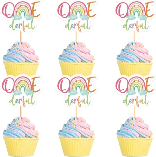 Miniatura 9 de Ercadio Paquete de 24 adornos para cupcakes y selecciones para baby shower y fiestas infantiles, decoraciones negras con purpurina