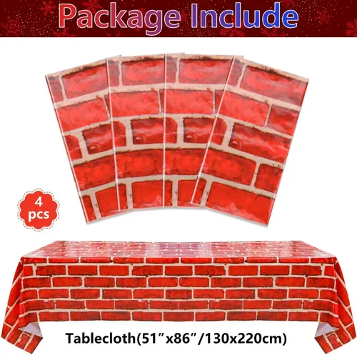 Miniatura 2 de 4 manteles de ladrillo rojo, fondo de pared de ladrillo de 51 x 86 pulgadas, fundas de mesa de ladrillo, decoración de fondo de pared de ladrillo
