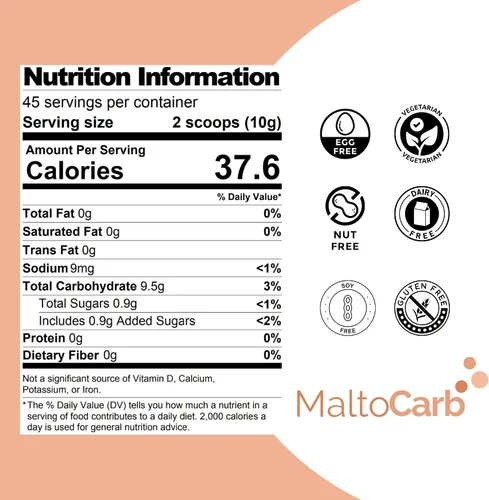 Miniatura 2 de MaltoCarb Maltodextrina en polvo, 16.01 oz Polvo de carbohidratos, energía sostenida, absorción rápida, sin gluten, a base de plantas