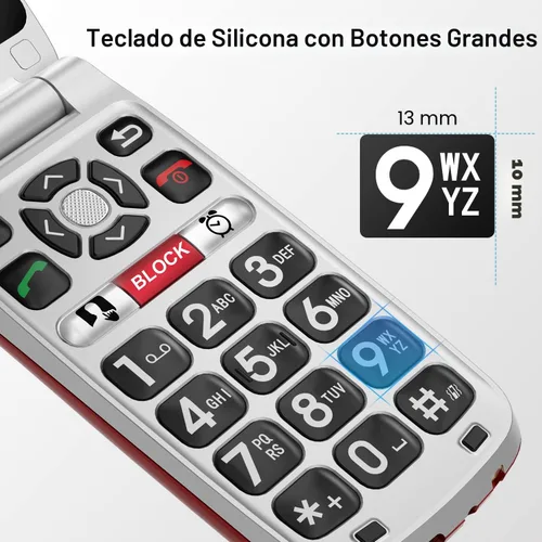 Miniatura 4 de Easyfone Prime-A1 Pro - Teléfono celular 4G Flip desbloqueado para personas mayores, fácil de usar, botones grandes, sonido claro, botón SOS y Rojo