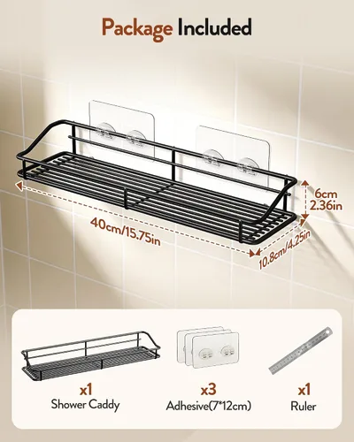 Miniatura 7 de Orimade Organizador adhesivo para baño, cesta de almacenamiento de ducha, estante de especias de cocina, sin perforaciones, acero inoxidable SUS304