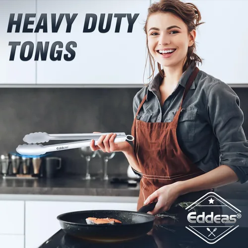 Miniatura 5 de Eddeas Pinzas para Cocinar - Pinzas de Cocina Totalmente de Metal Resistentes al Calor 600 Grados Fahrenheit, Pinzas de Acero Inoxidable con Cierre