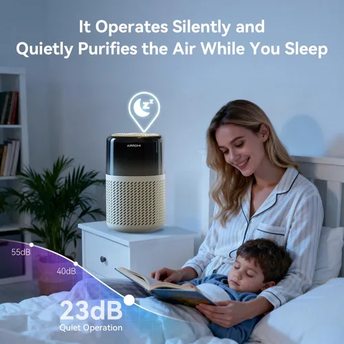 Miniatura 7 de Purificador de aire HEPA AIRROMI para dormitorio y hogar, purificador de aire para mascotas del hogar, elimina el olor a mascotas, olor a arena