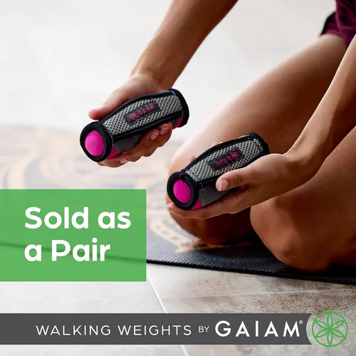 Miniatura 6 de Gaiam - Mancuernas de mano para mujeres y hombres, juego de pesas suaves para caminar con trabilla para manos Púrpura