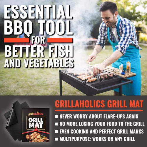 Miniatura 6 de Grillaholics Alfombrillas resistentes para parrilla - Juego de 2 alfombrillas para barbacoa diseñadas para durar - Haz la parrilla más fácil