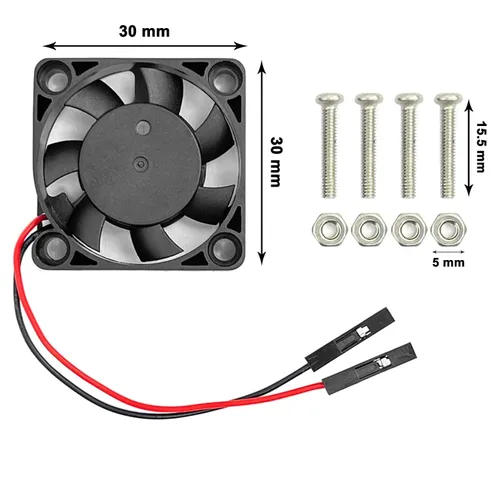 Miniatura 2 de Ventilador silencioso de CC de 1.181 in, ventilador de 3.3 V 5 V para Raspberry Pi 5, 4, 3, B+, 3007 4