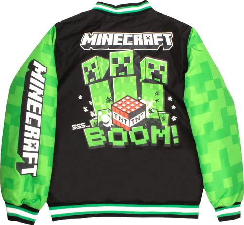 Miniatura 2 de Minecraft Chaqueta bomber para niños, chaqueta universitaria con estampado gráfico con cremallera para niños y niños pequeños