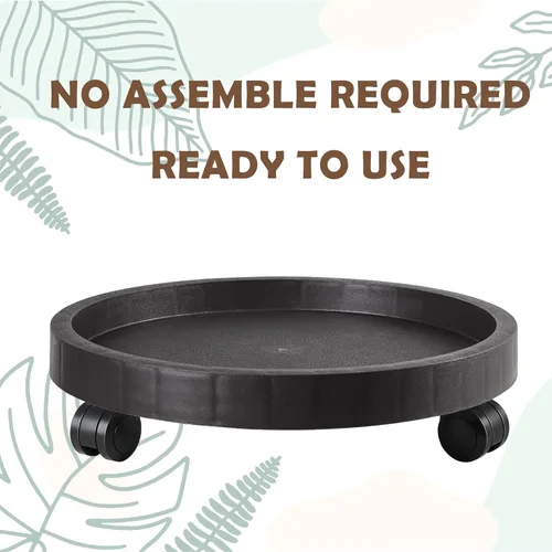 Miniatura 2 de Organizador de macetas de 15.5 pulgadas con ruedas, soporte de ruedas resistente para plantas en maceta, bandeja de base redonda con ruedas, soporte