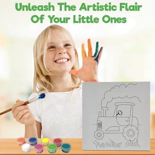 Miniatura 2 de Misco Juguetes de pintura de lienzo para fiestas, kit de arte de 11 piezas de lienzo predibujado para pintar y sorber, 8 colores y pincel incluidos
