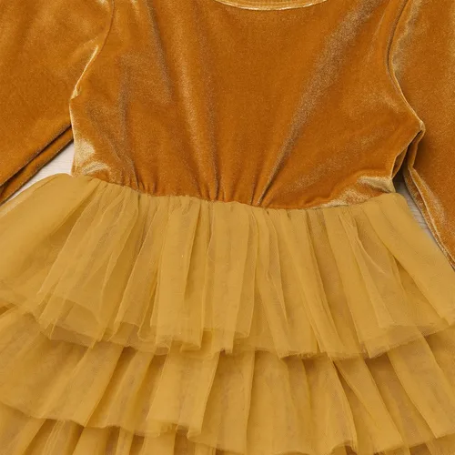 Miniatura 5 de IDOPIP Vestido tutú de terciopelo para niñas pequeñas, vestido de manga larga para princesa, Navidad, cumpleaños, fiesta, boda, vestidos de otoño e