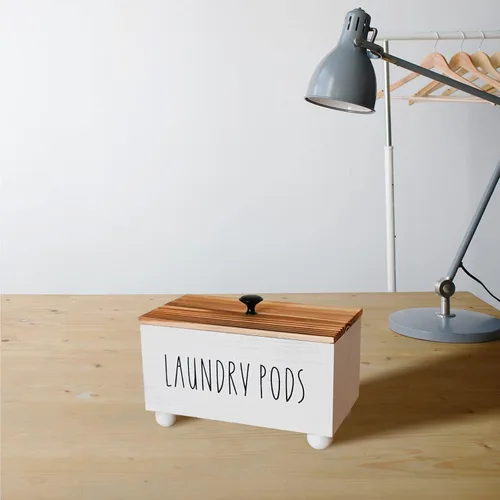 Miniatura 4 de Contenedor de cápsulas de lavandería, soporte para cápsulas de lavandería rústicas, caja organizadora de almacenamiento de detergente para ropa