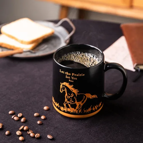 Miniatura 5 de AmorArc Juego de 6 tazas de café grandes de 18 onzas, tazas de café de cerámica con patrones texturizados de animales silvestres para té, café
