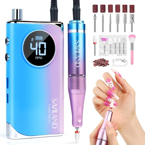 Miniatura 14 de SAVILAND Taladro de uñas eléctrico profesional de 50000 RPM: kit de taladro de uñas portátil 2026 para Nail Tech Arylic Nail Tools Elec