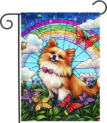 Miniatura 23 de Bandera floral de jardín Golden Retriever para jardín, banderas de bienvenida para exteriores de 12 x 18 pulgadas, bandera de perro de flores